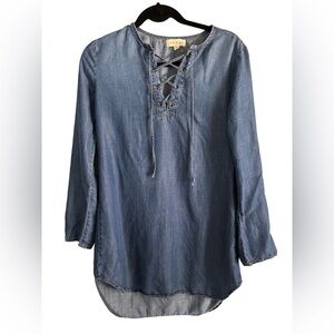 Cloth & stone tencel denim pullover top lg NEW